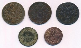 1800S 1kr Cu + 1800. 3kr Cu (3x) 'E' és 'S' Verdejelek + 1812B 1kr Cu T:2-3 - Zonder Classificatie