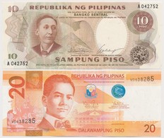 Fülöp-szigetek 1969. 10P + 2013. 20P T:I
Philippines 1969. 10 Piso + 2013. 20 Piso C:UNC - Non Classés