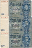 Német Harmadik Birodalom 1935. 100M (3x) Sorszámkövetők T:III 
German Third Reich 1935. 100 Mark (3x) Sequential Serials - Unclassified