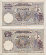 Szerbia / Német Megszállás 1941. 100D (4x) Jugoszláv Bankjegyre Nyomva T:III 
Serbia / German Occupation 1941. 100 Dinar - Non Classificati