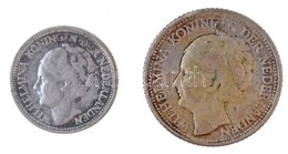 Curacao 1944D 1/4G Ag + 1947. 1/10G Ag 'I. Vilma' T:2
Curacao 1944D 1/4 Gulden Ag + 1947. 1/10 Gulden Ag 'Wilhelmina I'  - Sin Clasificación