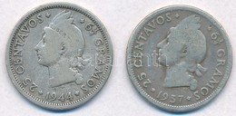 Dominika 1937-1944. 25c Ag (2xklf) T:2-
Dominican Republic 1937-1944.  25 Centavos Ag (2xdiff) C:VF
Krause KM#20 - Sin Clasificación