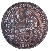 Gerl Károly (1857-1907) 1891. 'Komáromi Ipar és Gazdasági Kiállítás' Fém Jelvény (49mm) T:2- Ph. - Unclassified