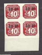 Böhmen Und Mähren 1939 MNH ** Mi 51 Sc P10 Aufdruck GD-OT Viererblock Bohemia & Moravia - Unused Stamps