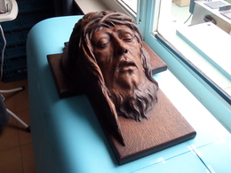 HEAD Of CHRIST On Old Wooden Cross ( H 47 Cm - B 31,5 Cm - D 18 Cm ) Weight 5,2 Kg. ( Voir / See Photos For Detail ) ! - Legni