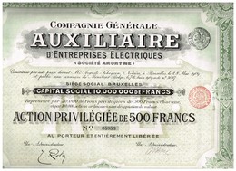 Action Ancienne - Compagnie Générale Auxiliaire D'Entreprises Electriques - Titre De1909 - N°05953 - Electricidad & Gas