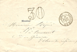 1878- Lettre En Port Du De Paris Rue Bonaparte  TAXE Dt  30  Pour  GEMOZAC ( Charente Maritime ) - 1877-1920: Periodo Semi Moderno