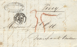 1852- Lettre En Port Du De Strasbourg TAXE 35 Suisse Crayon Rouge Pour VEVEY-au Dos,amb. Strasbourg à Bâle N°1 - 1843-1852 Federale & Kantonnale Postzegels