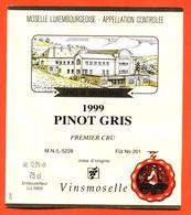 étiquette Vin Pinot Gris 1999 Moselle Luxembourgeoise Caves De Greiveldange Vinsmoselle - 75 Cl - Vino Bianco