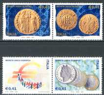 ITALIA / ITALY 2002 - Moneta Unica Europea - 2 Coppie MNH, Come Da Scansione. - Münzen