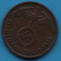 DEUTSCHES REICH  2 REICHSPFENNIG 1936 A KM# 90 (svastika) - 2 Reichspfennig