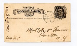USA - Carte, US Postal Card One Cent New York E Pour Hamilton, January 27, 1881 - (W1065) - Marcofilie