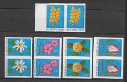 1991 - BURKINA FASO - SERIE COMPLETE YT N°838/842 En PAIRE NON DENTELES (RARE) - THEME : FLEURS / FLORE - Burkina Faso (1984-...)