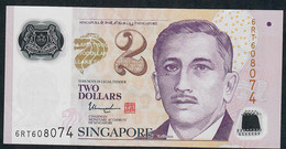 SINGAPORE  P46k 2 DOLLARS  2017 #6RT  2 Hollow Stars  VF - Singapour