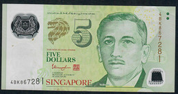 SINGAPORE  P47d 5 DOLLARS  2013 #4BK  2 Triangles  VF NO P.h; - Singapour