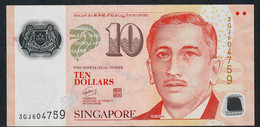 SINGAPORE  P48e 10 DOLLARS  2011 #3GJ 2 Triangles VF NO P.h. - Singapur