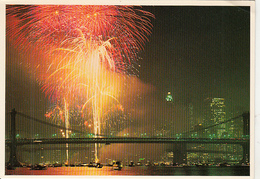 NEW YORK CITY- BROOKLYN BRIDGE BY NIGHT, CENTENNIAL CELEBRATION, FIREWORKS, SHIPS - Brücken Und Tunnel