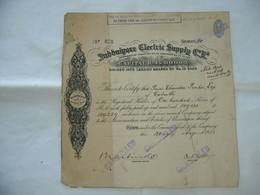 AZIONE CERTIFICATO INDIA JUBBULPORE ELECTRIC SUPPLY MARTIN & C.1928 Rare. - Electricidad & Gas