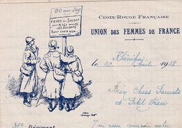 BELLE LETTRE CROIX ROUGE FRANCAISE / UNION DES FEMMES DE FRANCE DEPART KHENIFRA 1928 / 31 E REGIMENT / 3 E COMPAGN - Cruz Roja