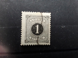 SVERIGE SUEDE SWEDEN , 1874 LOSEN TAXE Postage Due, Yvert No 1 A, D 13, 1 O Noir  Obl Plume Pen Cancel ,TB - Taxe