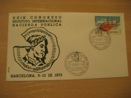 BARCELONA 1973 Hacienda Publica Numismatica Monedas Moneda Cancel Cover SPAIN Coin Coins Numismatics Numismatique - Münzen