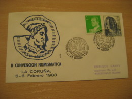 LA CORUÑA 1983 Convencion Numismatica Moneda Monedas Cancel Cover SPAIN Coin Coins Numismatics Numismatique - Münzen