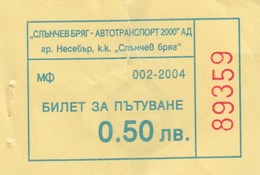 Bus Ticket 2004. Nesebar - Sunny Beach Bulgaria - Europe