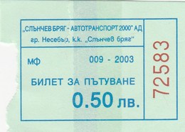 Bus Ticket 2003. Nesebar - Sunny Beach Bulgaria - Europa