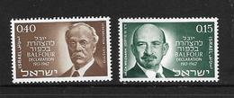 ISRAEL 1967 DECLARATION BALFOUR  YVERT N°346/47  NEUF MNH** - Ungebraucht (ohne Tabs)