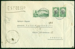 V6726 SAN MARINO 1942 Lettera Espresso Con Exp. L. 1,25 Em. 1929 + Coppia 25 C. Veduta, Viaggaita 15.9.42 Per Peurgia, - Covers & Documents