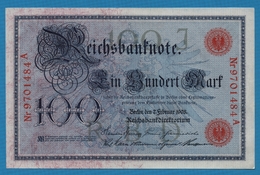 DEUTSCHES REICH 100 Mark 07.02.1908 No 9701484A  P# 33a - 100 Mark