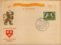 Netherland-Postal Special Postcard 1943- 50th Anniversary Stamp Association"BREDA"- Perfins Stamp And Postcard - 2/scans - Perforadas