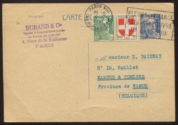 1951 "Carte Postale"  812-CP 1 Avec N° 809 ; 836 - Overprinter Postcards (before 1995)