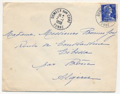 Cachet Tireté "89 DOMECY Sur CURE - YONNE" 1957 Sur Enveloppe Affr 20F Muller - Manual Postmarks