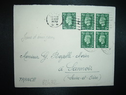 LETTRE Pour FRANCE TP 1/2 D + BLOC DE 4 OBL.MEC.11 MAY 1937 ACTON + OBL. - Cartas & Documentos