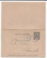 CONGO - 1906 - CARTE-LETTRE ENTIER TYPE GROUPE De BRAZZAVILLE => LIBREVILLE - Covers & Documents