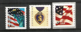 La Purple Heart, Médaille Militaire Américaine, 3  T-p Neufs **  (Stars & Stripes New Flag Stamps) - Ongebruikt