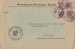 Württemberg Brief Mef Minr.4x 154  4er Block Aalen 3.6.22 - Briefe U. Dokumente