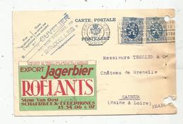 Entier Postal , Carte Publicitaire , 1933 , BELGIQUE-BELGIE , BRUXELLES 1 , Export Jagerbier , Roelants   2 Scans - Cartoline 1909-1934