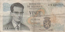 BELGIQUE - VINGT FRANCS -15.06.64. 2 X 4460757 - ROYAUME DE BELGIQUE -TRESORERIE - - 20 Francs