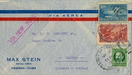 1938 CUBA , SOBRE CIRCULADO , HABANA - HAMBURGO , CORREO AÉREO VIA NEW YORK - Covers & Documents