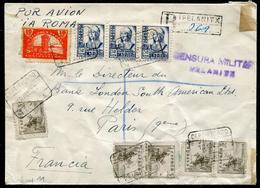 ESPAGNE - DIVERS / LR AVION DE FELANITX LE 13/11/37 POUR PARIS VIA ROME AVEC CENSURE MILITAIRE - TB - Military Service Stamp