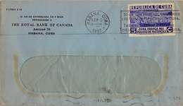 1937 CUBA , SOBRE CIRCULADO , HABANA - FRANCIA , THE ROYAL BANK OF CANADA , FR. ZONA FRANCA - Covers & Documents