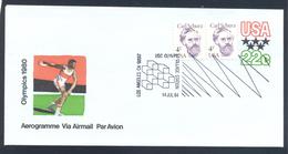 USA 1984 Aerogrmme Postal Stationery Cover Olympic Games 1984 Los Angeles USC Olympic Village; Athletisc Discus Throwing - Sommer 1984: Los Angeles