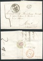 Belgium France 1844 Postal History Rare Stampless Cover + Content Lille Hornu Mons DB.498 - Autres & Non Classés