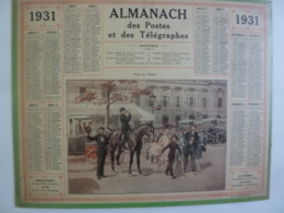ALMANACH 1931  CALENDRIER  DES POSTES  ALLEGORIE Place Opéra  , Plan Paris  Imp Berthur, Rennes Chem 3-10 - Groot Formaat: 1921-40