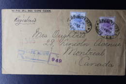 ORANGE FREE STATE INTERPROVINCIAL PERIOD REGISTERED COVER CAPE TOWN -> MONTREAL CANADA 17-2-1911 MIXED FRANKING - Estado Libre De Orange (1868-1909)