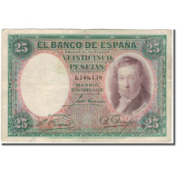 Billet, Espagne, 25 Pesetas, 1931, 1931-04-25, KM:81, TB - 1-2-5-25 Peseten