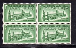 ITALIA REGNO ITALY KINGDOM REPUBBLICA SOCIALE 1944 ESPRESSO SPECIAL DELIVERY RSI DUOMO DI PALERMO LIRE 1,25 MNH - Poste Exprèsse