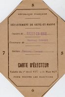 VP14.615 - FONTENAY - TRESIGNY 1937 / 38 - Carte D'Electeur De Mr Maurice - Auguste GAUTIER - Other & Unclassified